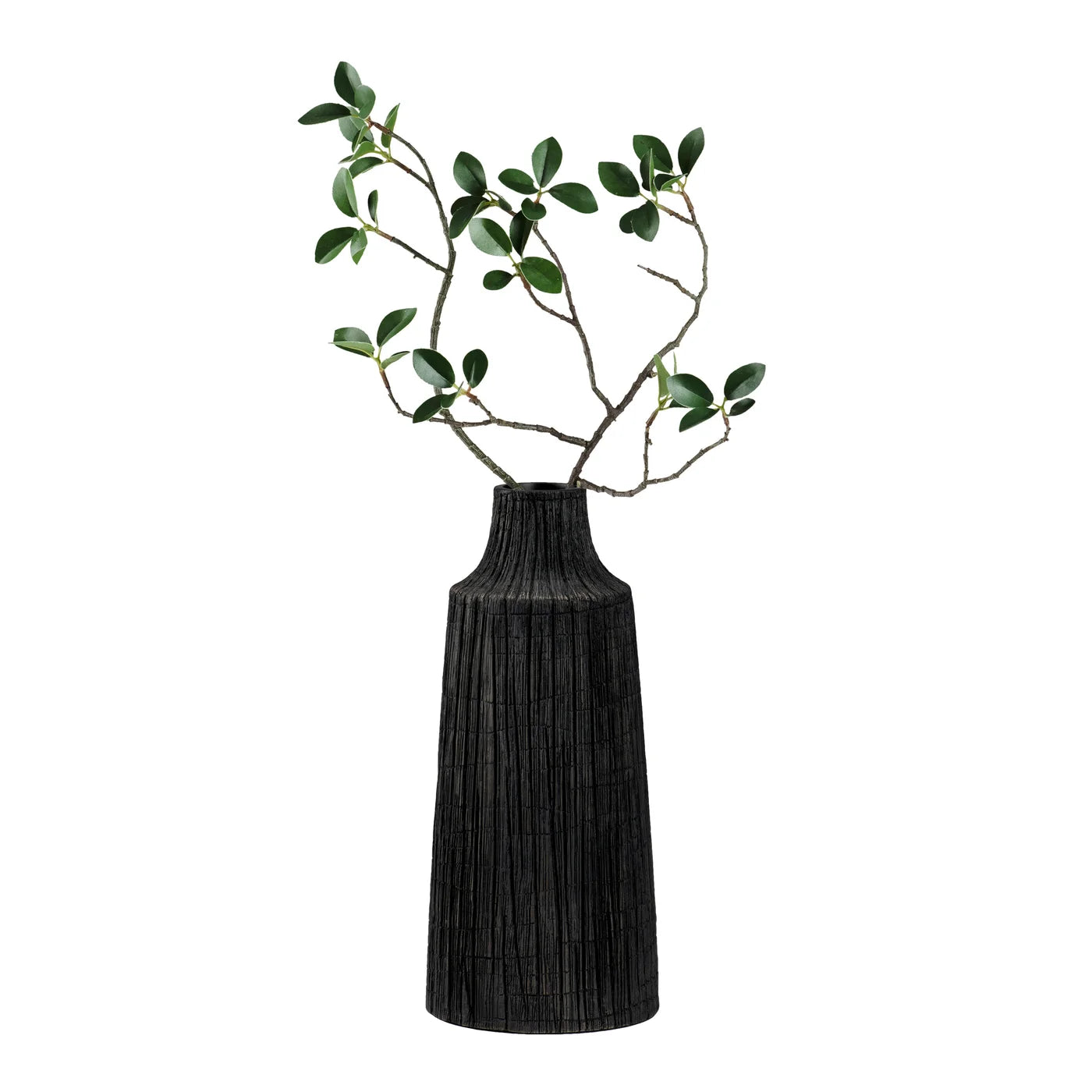 Petra Etched Line 12h" Resin Vase - Black
