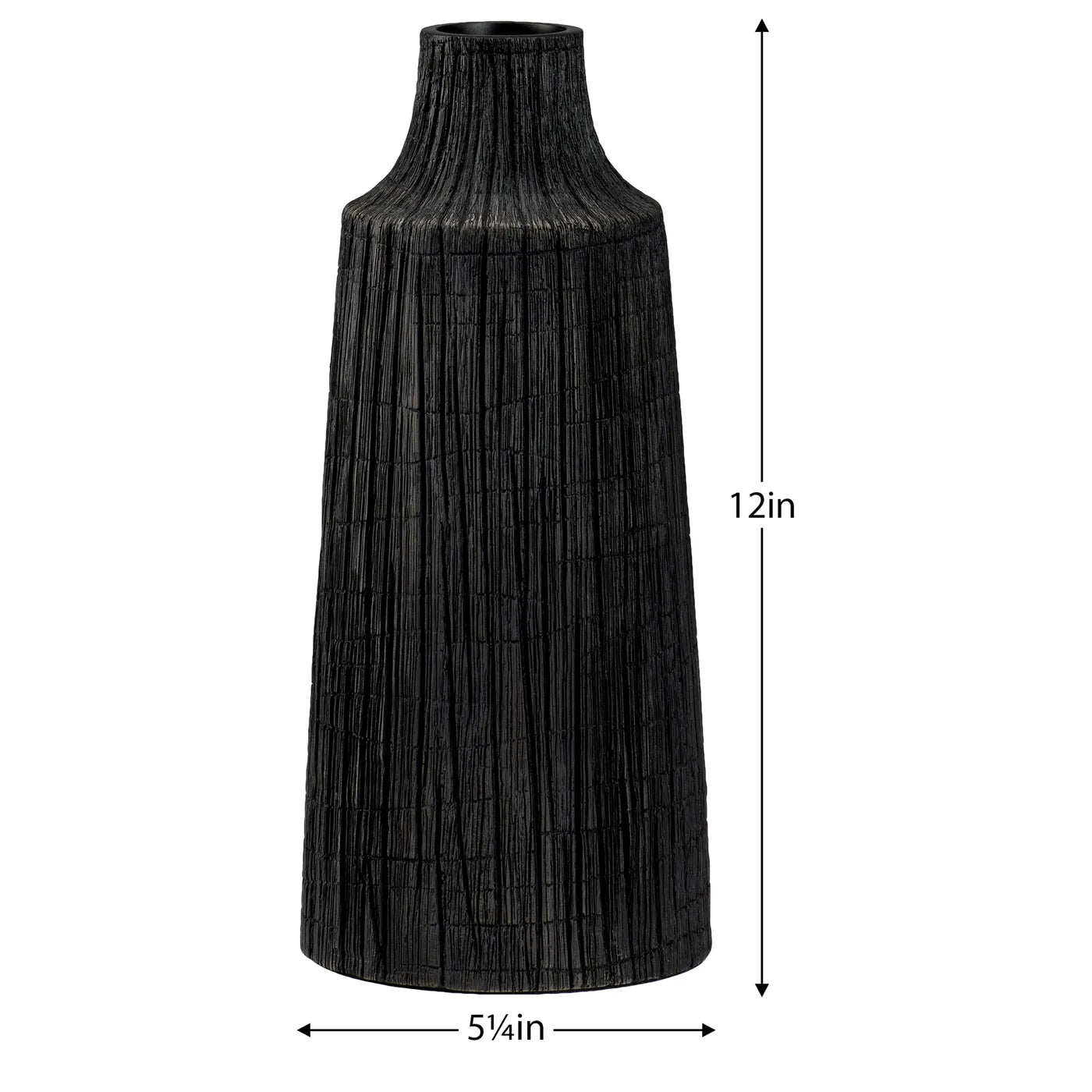 Petra Etched Line 12h" Resin Vase - Black