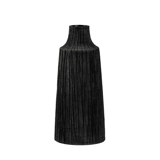 Petra Etched Line 12h" Resin Vase - Black