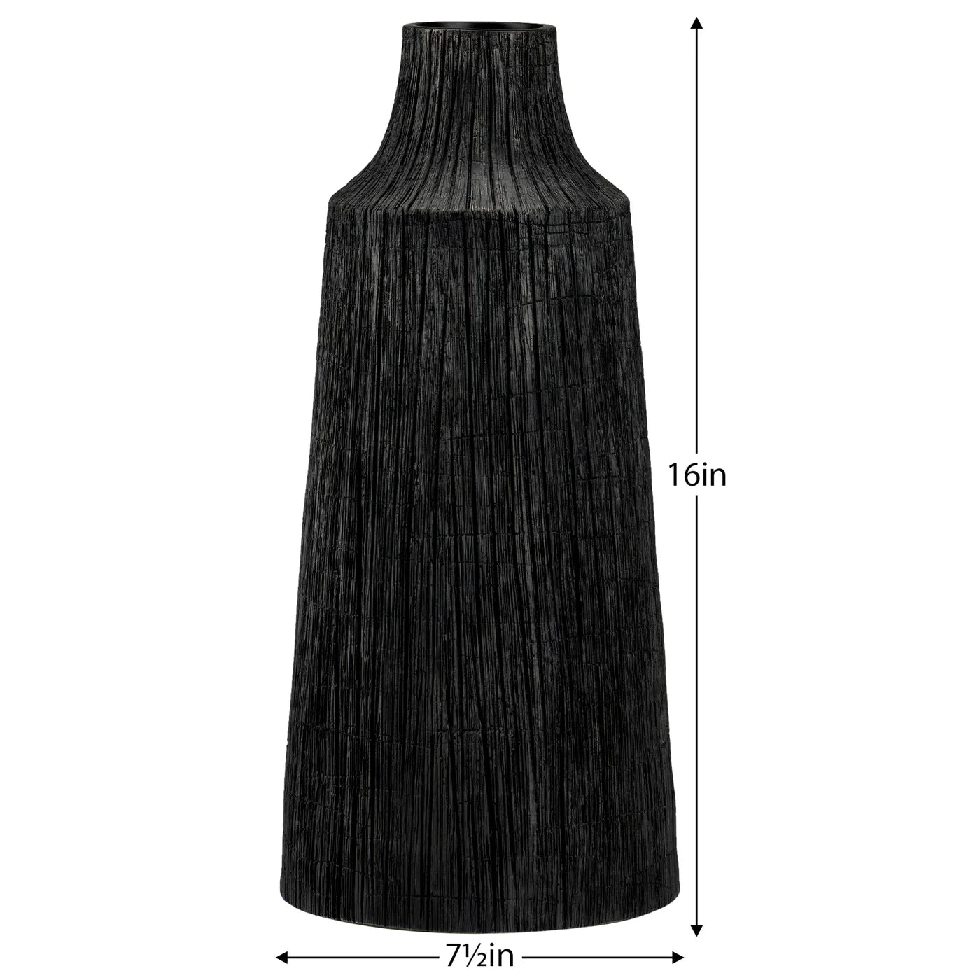 Petra Etched Line 12h" Resin Vase - Black
