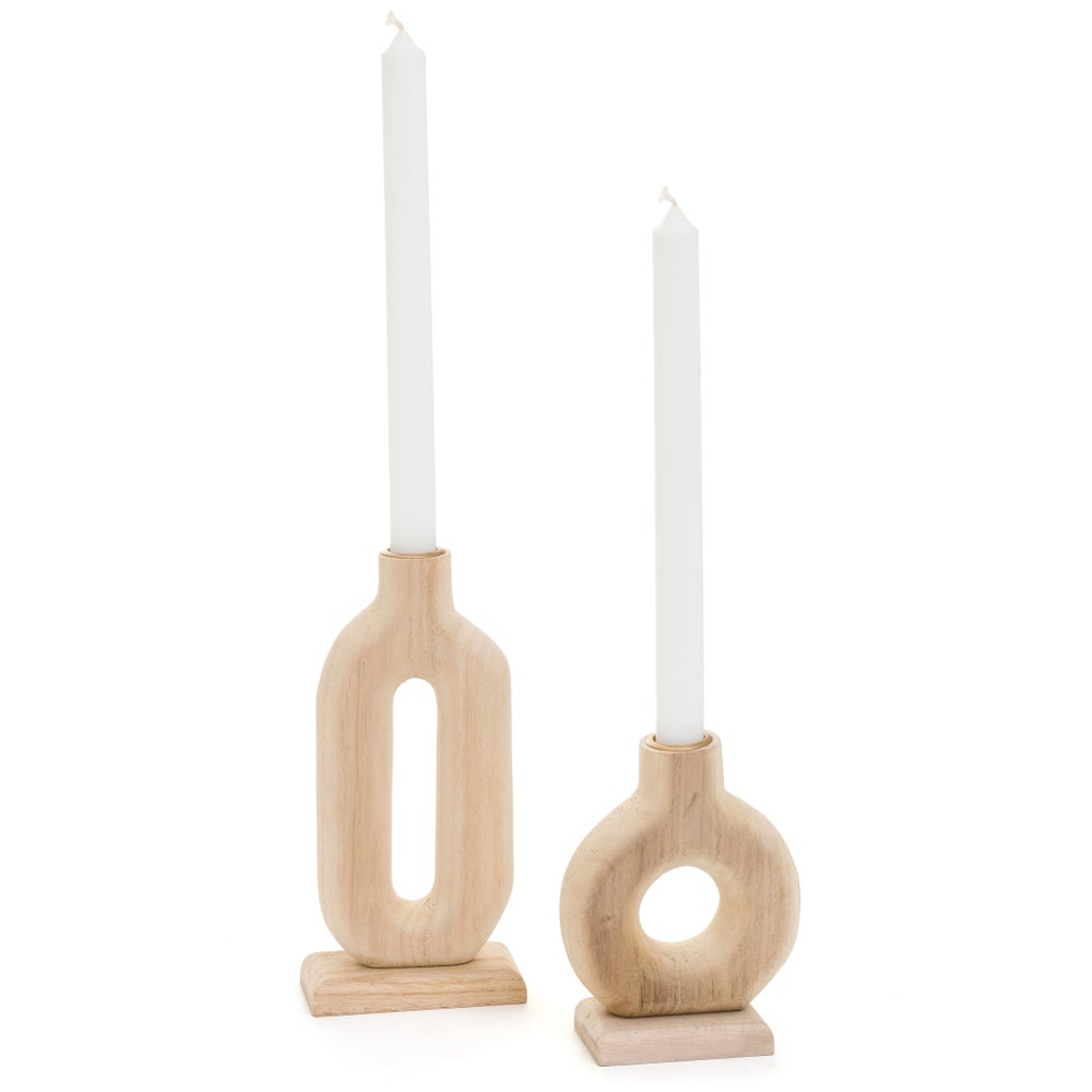Candle Holder Solid Wood Natural